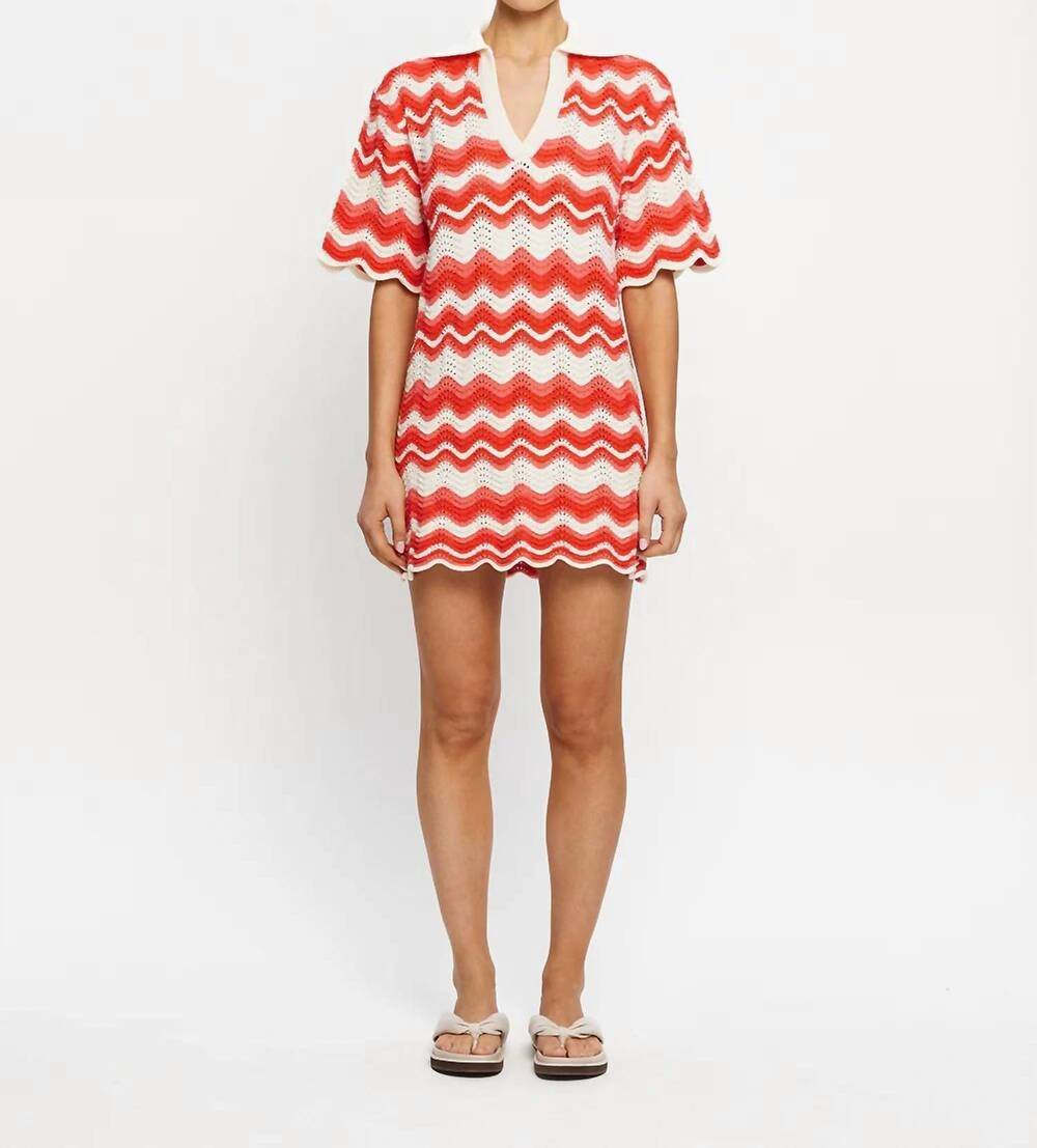 NEW KIVARI leighton mini dress in coral & cream